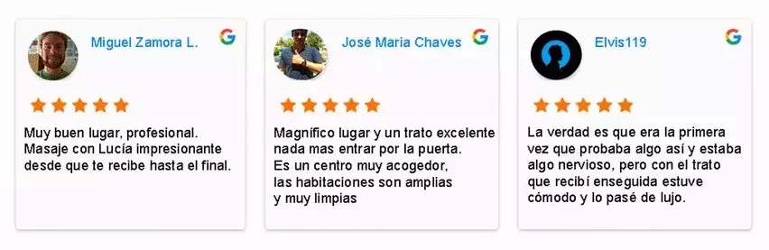Reseñas en Google de Prive SPAce Masajes Eroticos Madrid